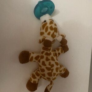 Giraffe Plush Toy with Teal Pacifier